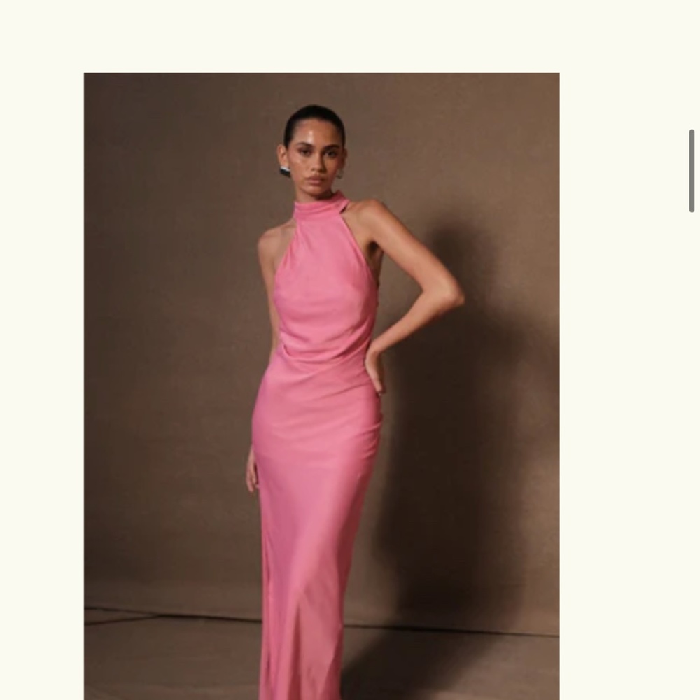 Meshki CLAIRE Satin Drape Back Maxi Pink Dress XL